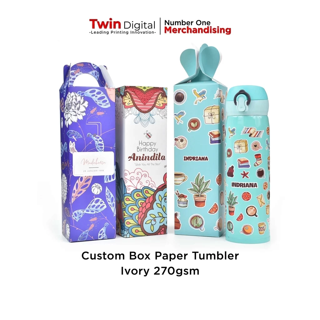 Jual Paper Box Custom Tumbler Satuan Warna Ivory - Twin Digital