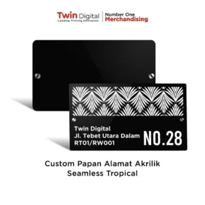 Papan Alamat Rumah Seamless Tropical Akrilik Ukuran 35 x 20 cm