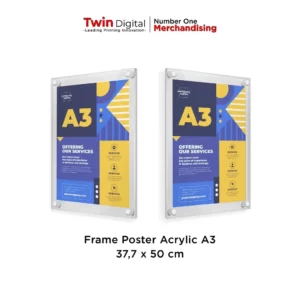 Frame Acrylic Display Poster Custom Ukuran Foto A3 - Twin Digital