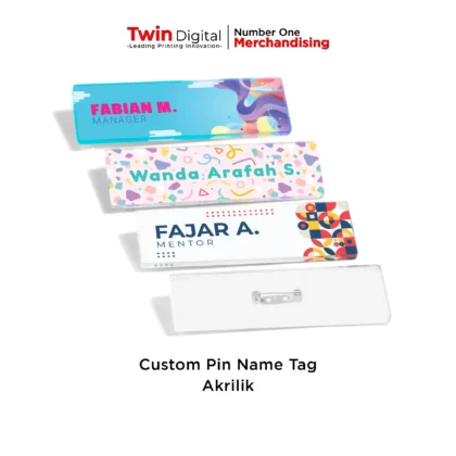 Pin Name Tag Peniti / Pin Nama Dada Custom Akrilik - Twin Digital