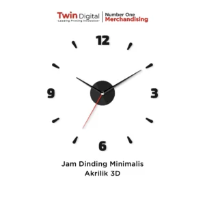 Jam Dinding Custom Murah Material Akrilik Hitam - Twin Digital