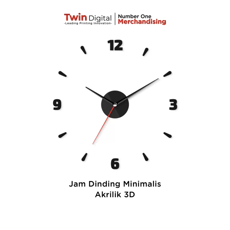 Jam Dinding Custom Murah Material Akrilik Hitam - Twin Digital