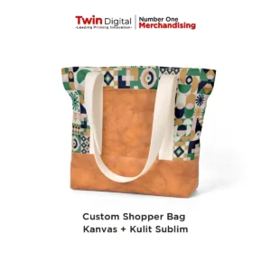Custom Shopper Bag Kanvas Kulit Sublim