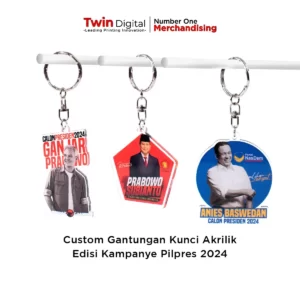 Custom Gantungan Kunci Akrilik Print UV Edisi Kampanye Pilpres 2024