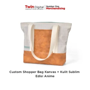 Custom Shopper Bag Kanvas Kulit Sublim
