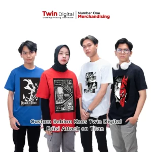 Custom Sablon Kaos Oversize Twin Digital Edisi Attack On Titan