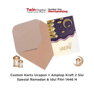 Custom Kartu Ucapan + Amplop Kraft Spesial Ramadan dan Idul Fitri 1446 H