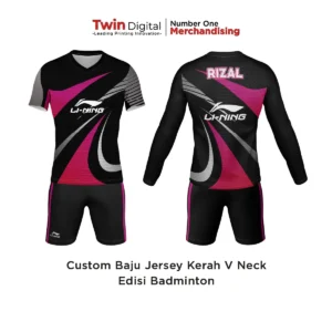 Custom Baju Jersey Kerah V Neck Edisi Badminton