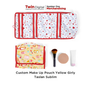 Custom Makeup Pouch Taslan Sublim Yellow Girly