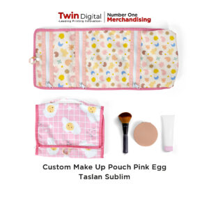 Custom Makeup Pouch Taslan Sublim Pink Egg